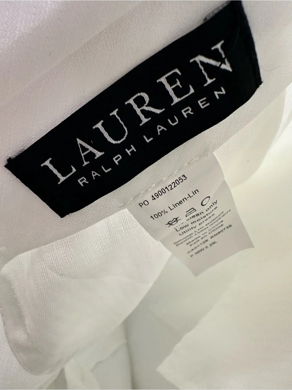 Lauren by Ralph Lauren Edgewood White Men's Linen Pants - 36x29